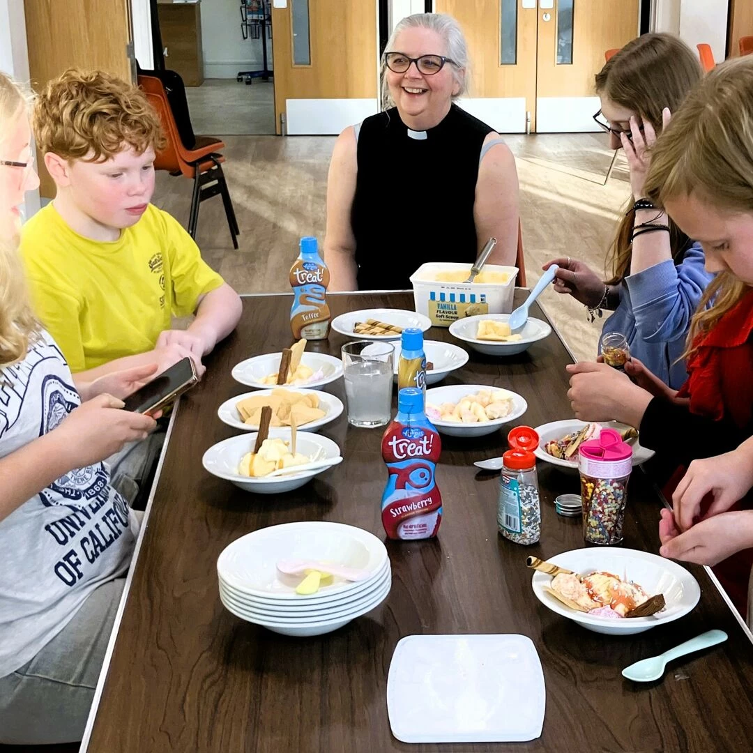 2025 04  icecream with rev rachel bending