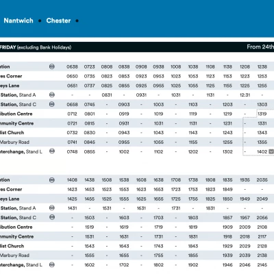 84 bus timetable monday  friday crewe  chester