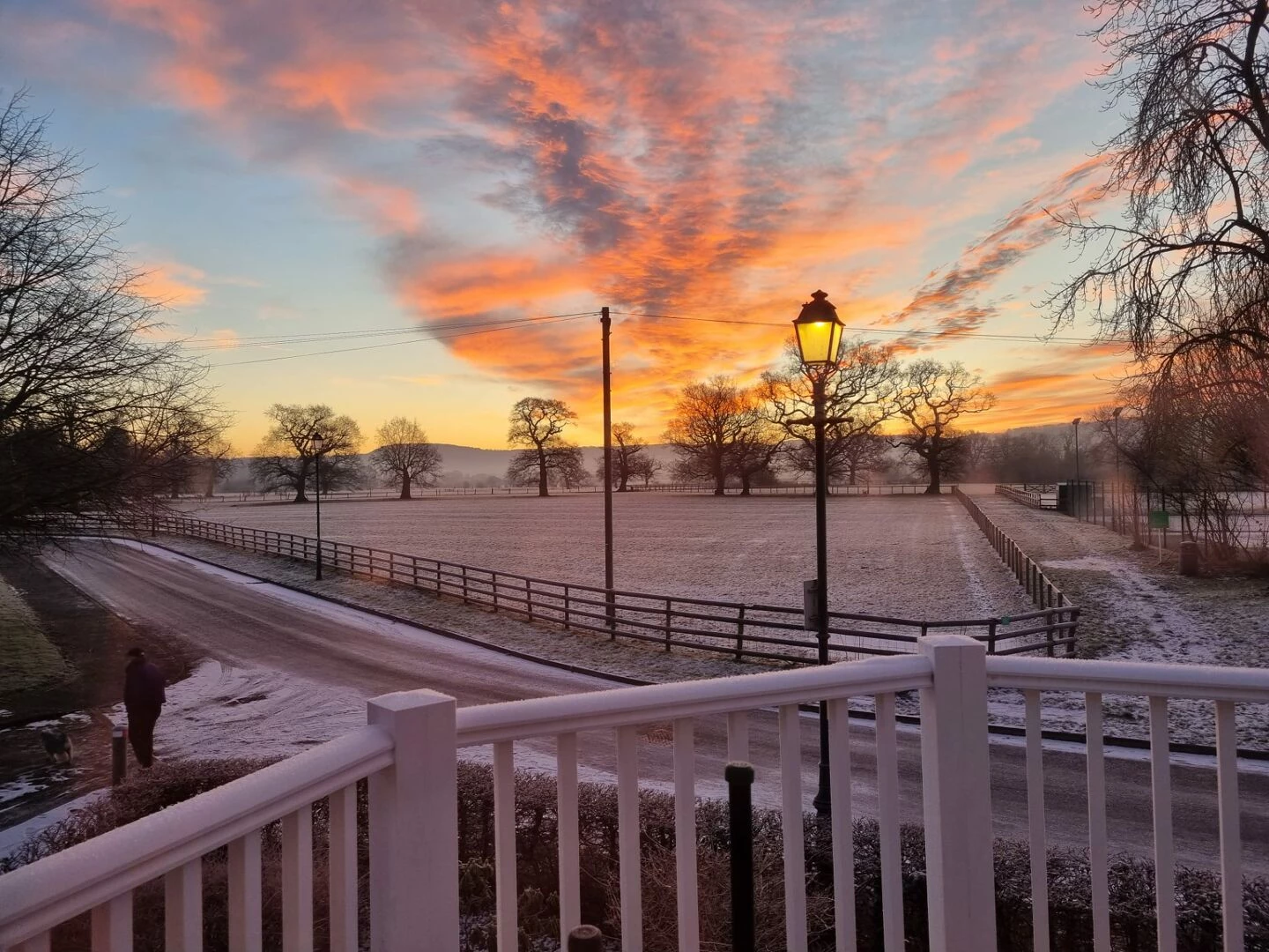 a wintry warm sunrise