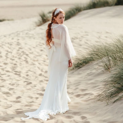 back view serafina blouse skirt with train beach p