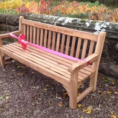bench with ribbon