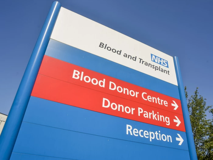 blood donor centre sign