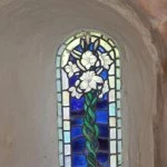 blue window in the crypt