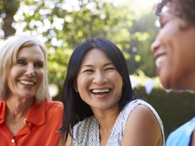 smiling, laughing, women