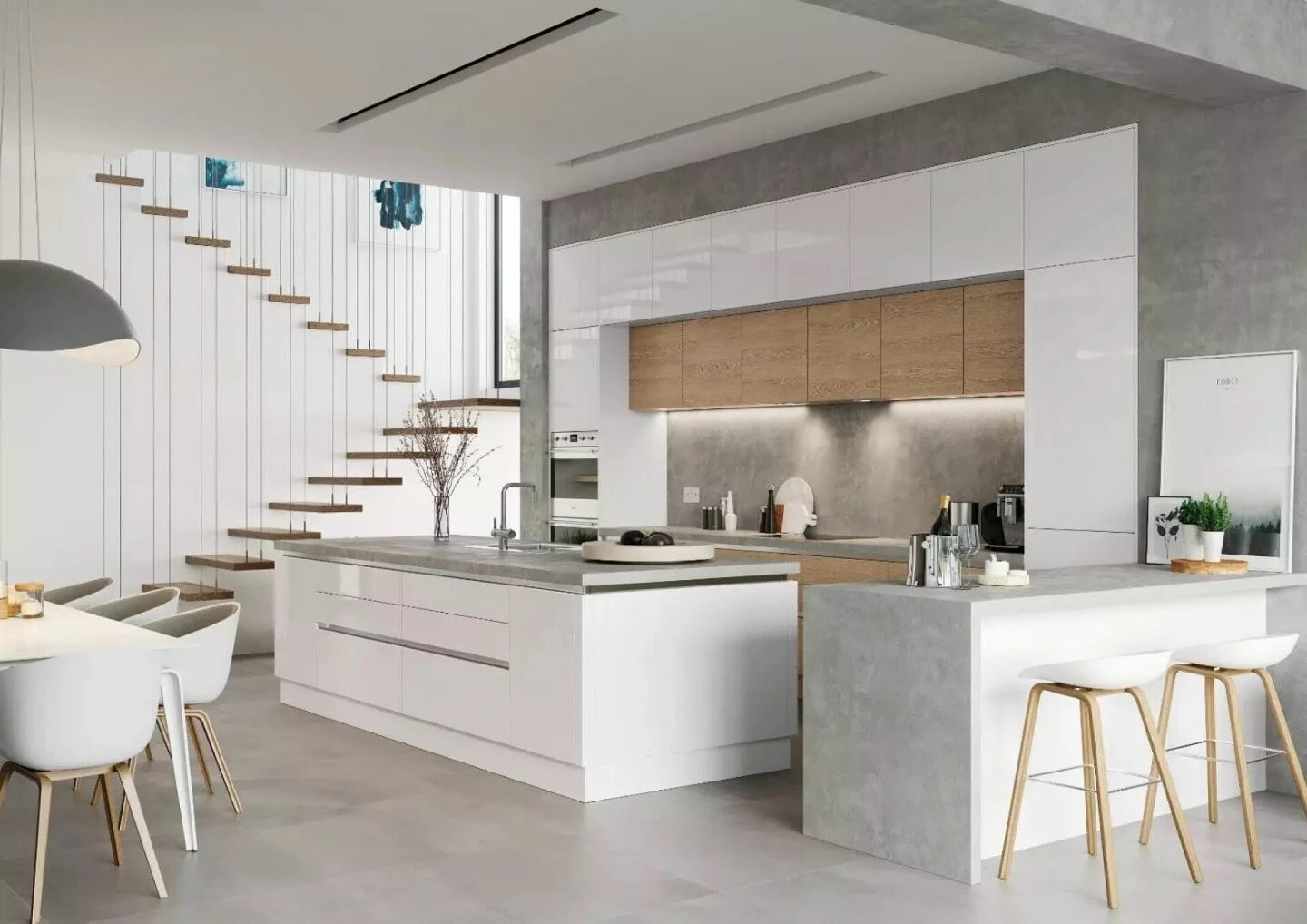 Alku White Gloss Open Plan Kit