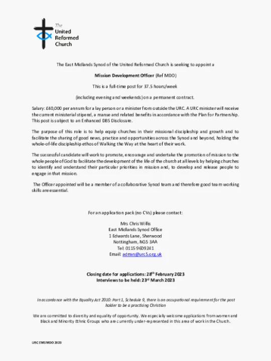 URC EMS MDO Job Advert