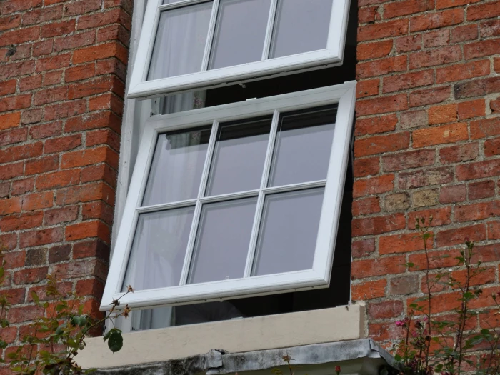 Tilt and turn window with red brickwork