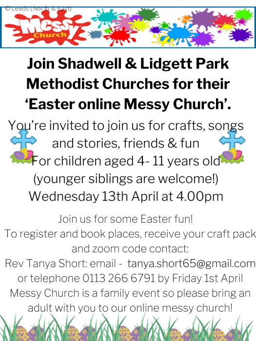 Join Shadwell & Lidgett Park Methodist Churches for their 'Easter online Messy Church'-