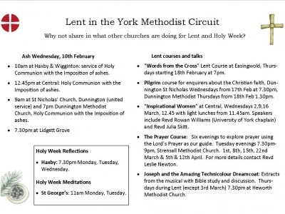Lent and Easter events 2016