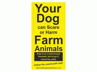 Dogs harm livestock sign