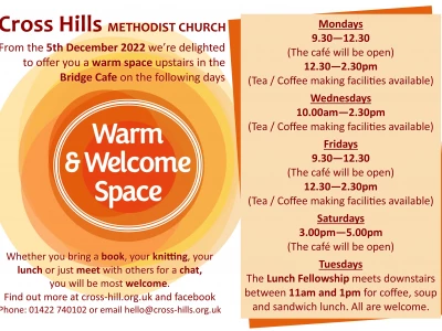 Cross Hills Warm and Welcome Space poster