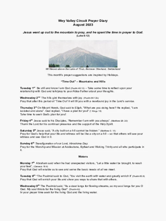 Circuit Prayer Diary August 2023