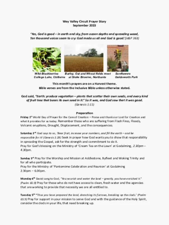 Circuit Prayer Diary September 2023