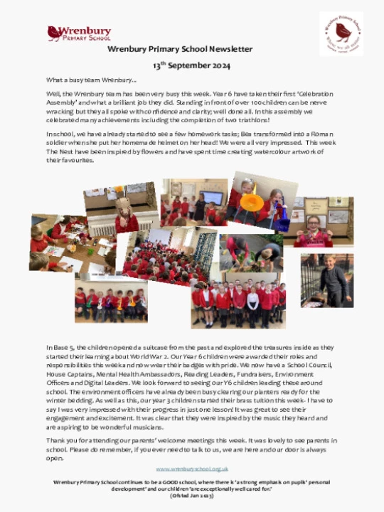 Wrenbury Newsletter 13th September 2024