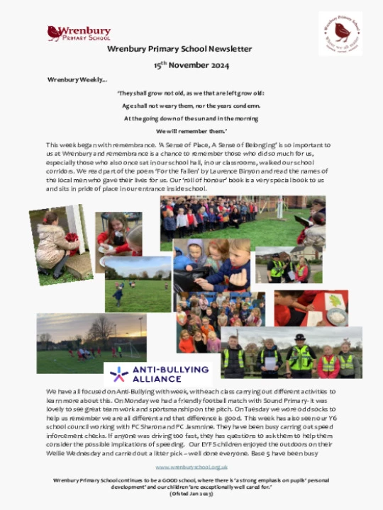 Wrenbury Newsletter 15th November 2024