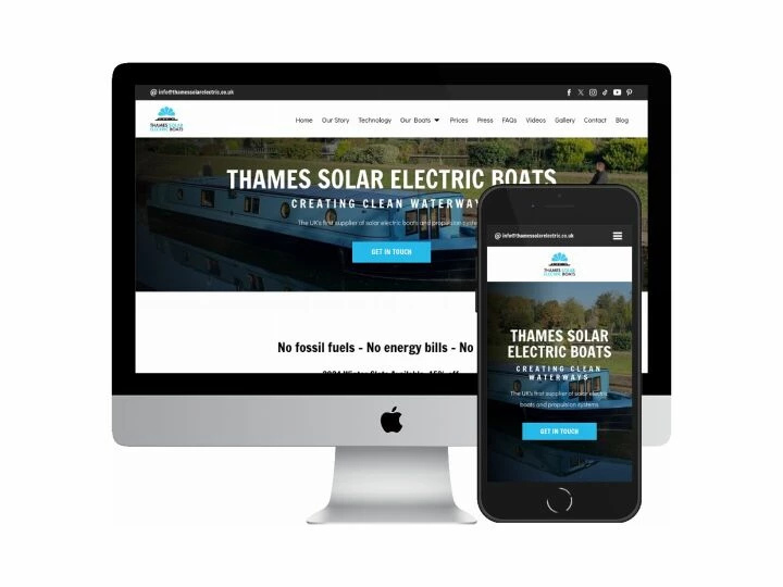 Desktop and mobile screenshots of the Thames Solar Electric website