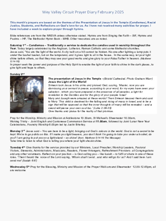 Circuit Prayer Diary – February 2025