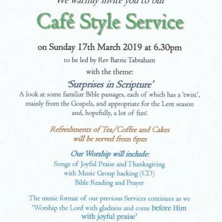 Cafe Style Evening Service – March 2019