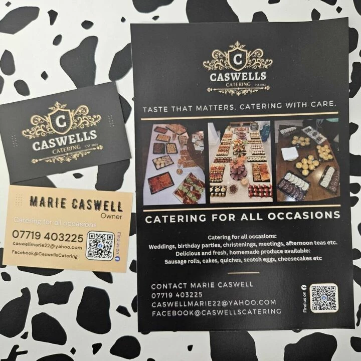 Caswells Catering Flyers and Business Cards
