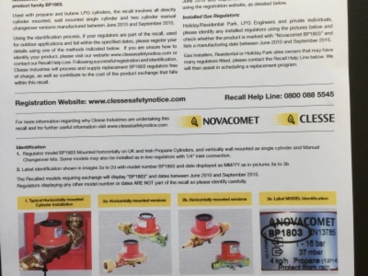Gas regulator re-call