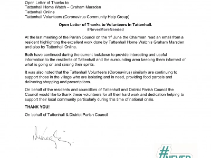 Letter of Thanks