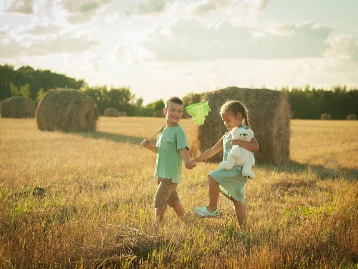 Kids, field, friendship