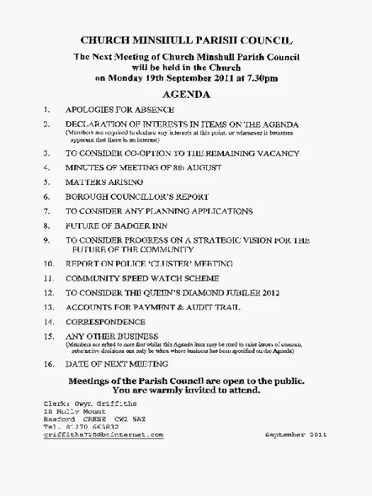 2011-09-19 PC Minutes & Agenda