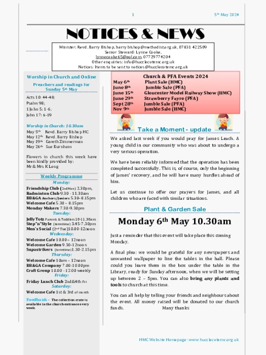 Notices – 5th May 2024