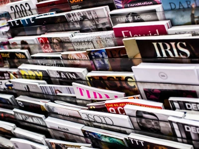 Rack of magazines