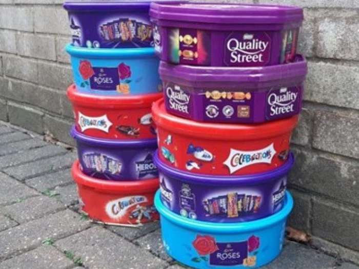 Tubs of chocolates