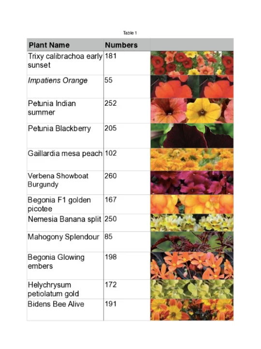 2019 Plant List – pictures