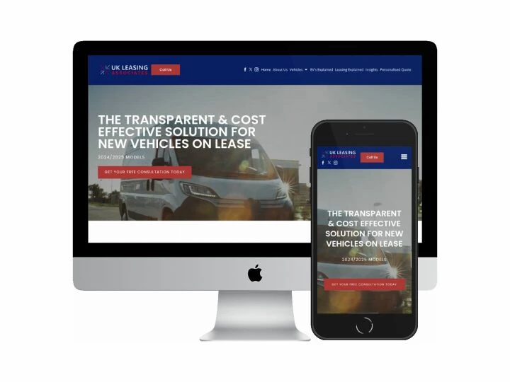 Desktop and mobile screenshots of the UK Leasing Associates website