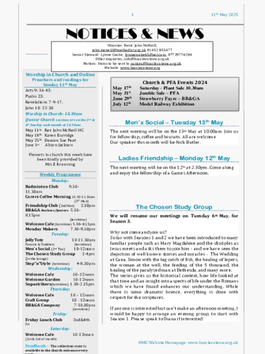 May 11th HMC Notices