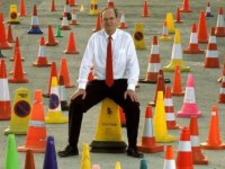 Traffic cone man