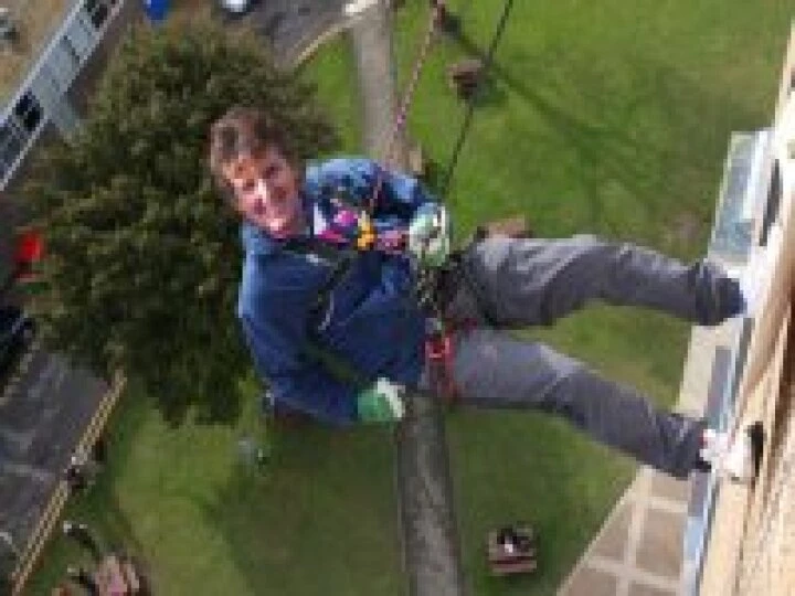 Mary Abseiling for Charity 01
