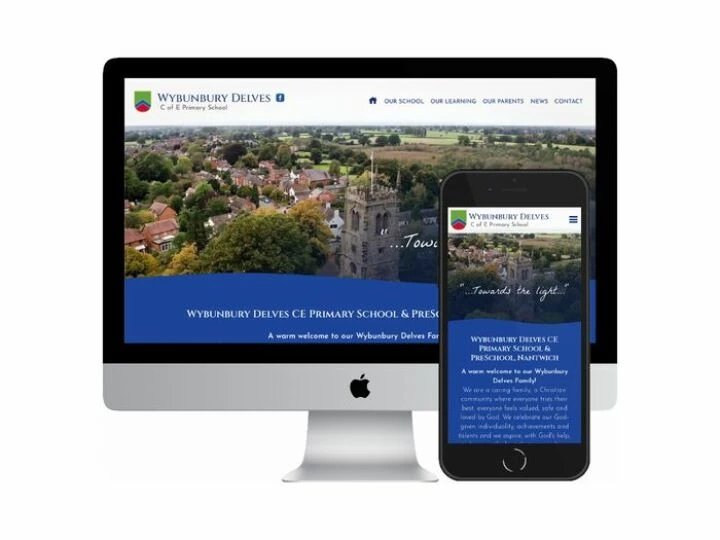 Desktop and mobile screenshots of the Wybunbury Delves website