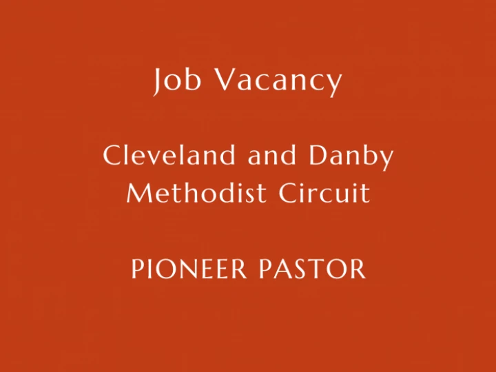 Job Vacancy – Pioneer