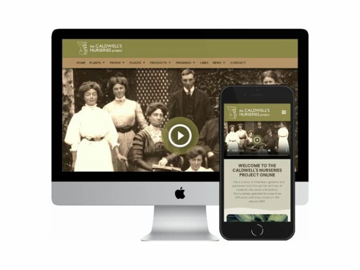 Desktop and mobile screenshots of the Caldwell Archives website