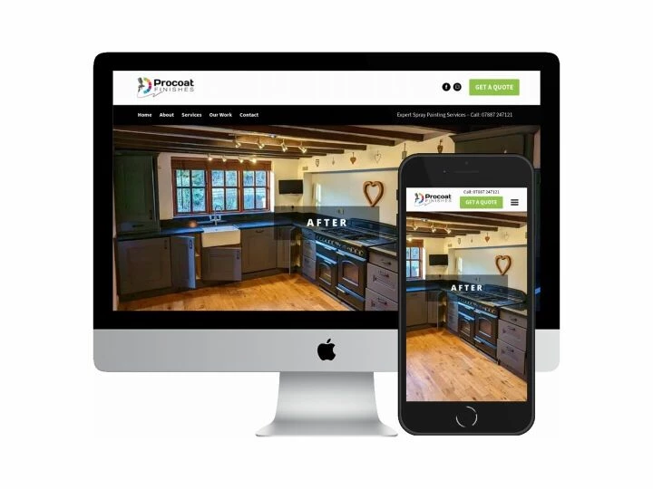 Desktop and mobile screenshots of the Procoat Finishes website