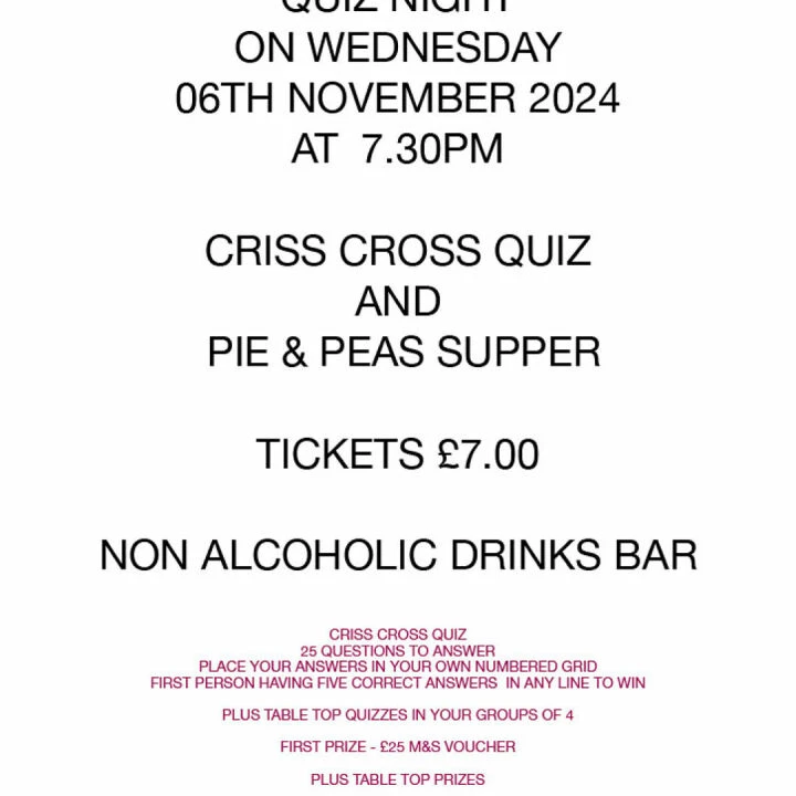 Quiz Night Poster November 2024