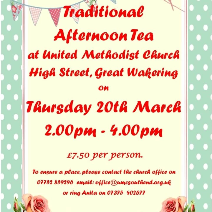 Afternoon Tea 20th March 2025 Umc