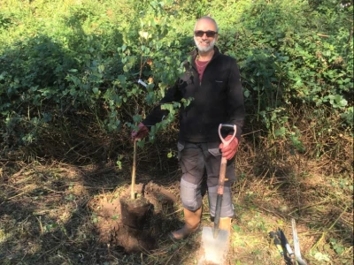 Bob planting a tree – Sept 2020