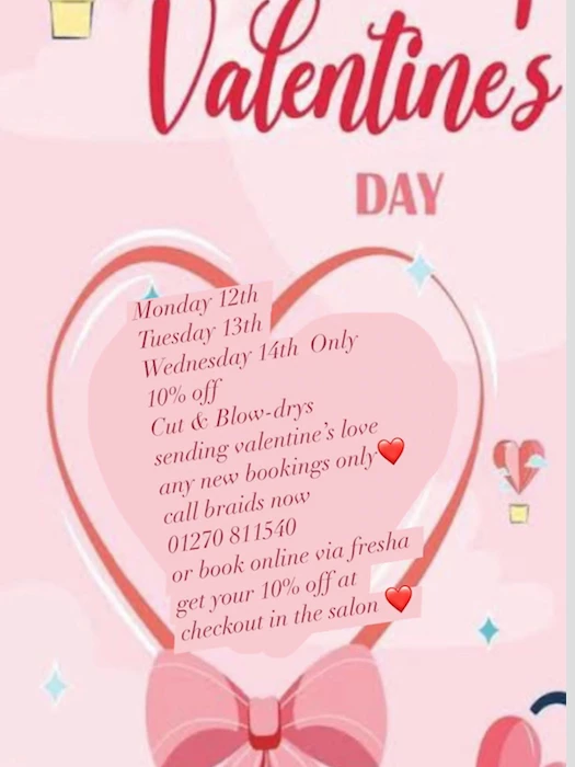 braids valentine offer