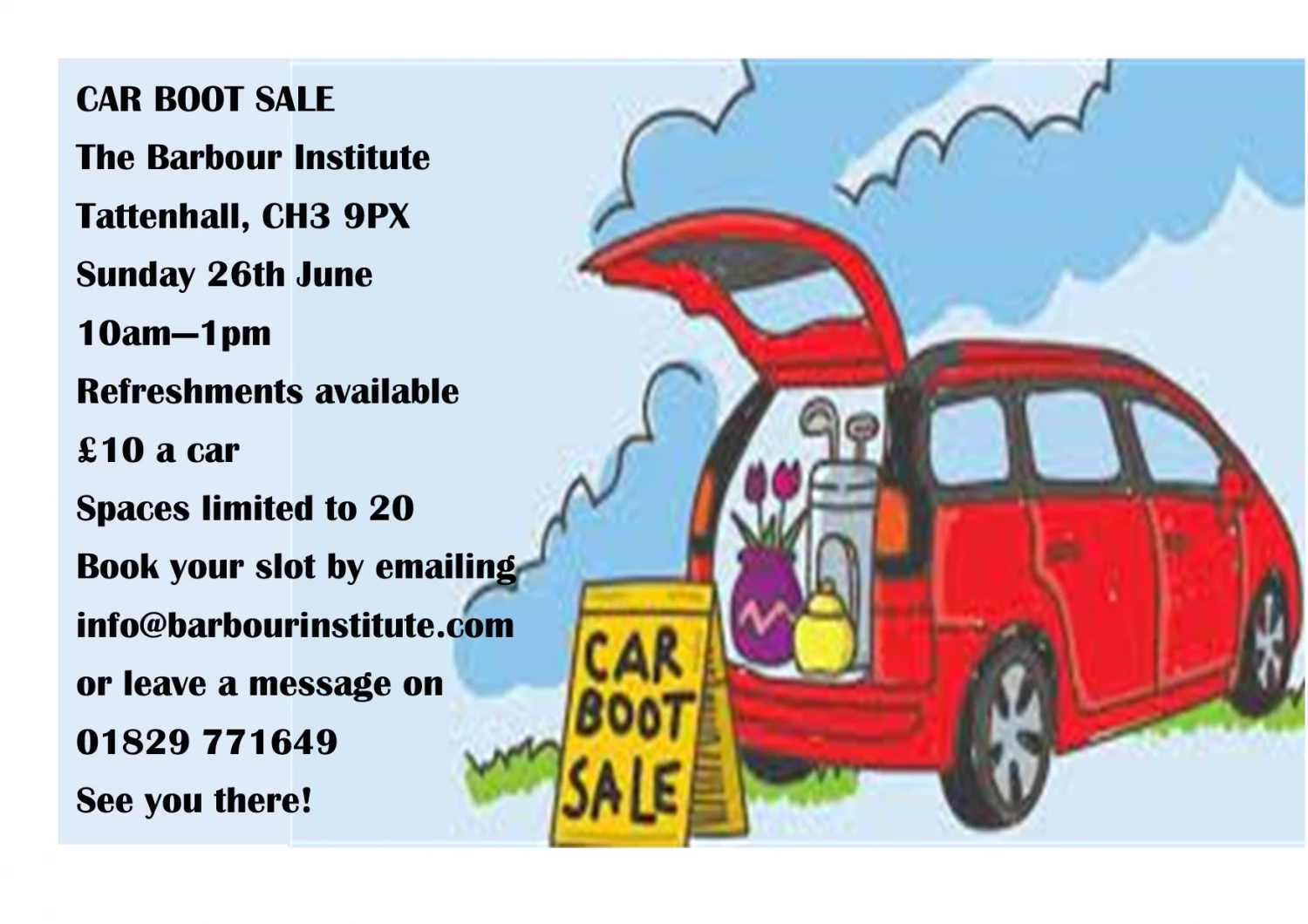 car boot sale 26 june