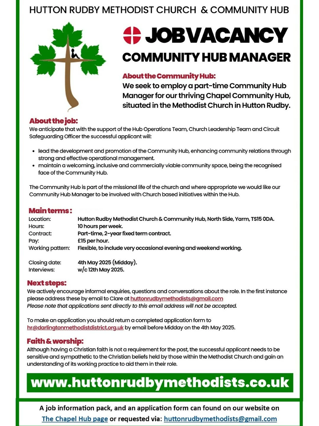 community hub manager advert  april 2025