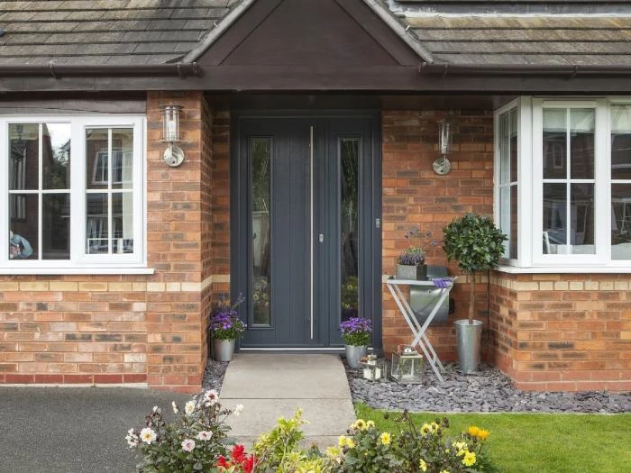 dark grey door with side panel brescia