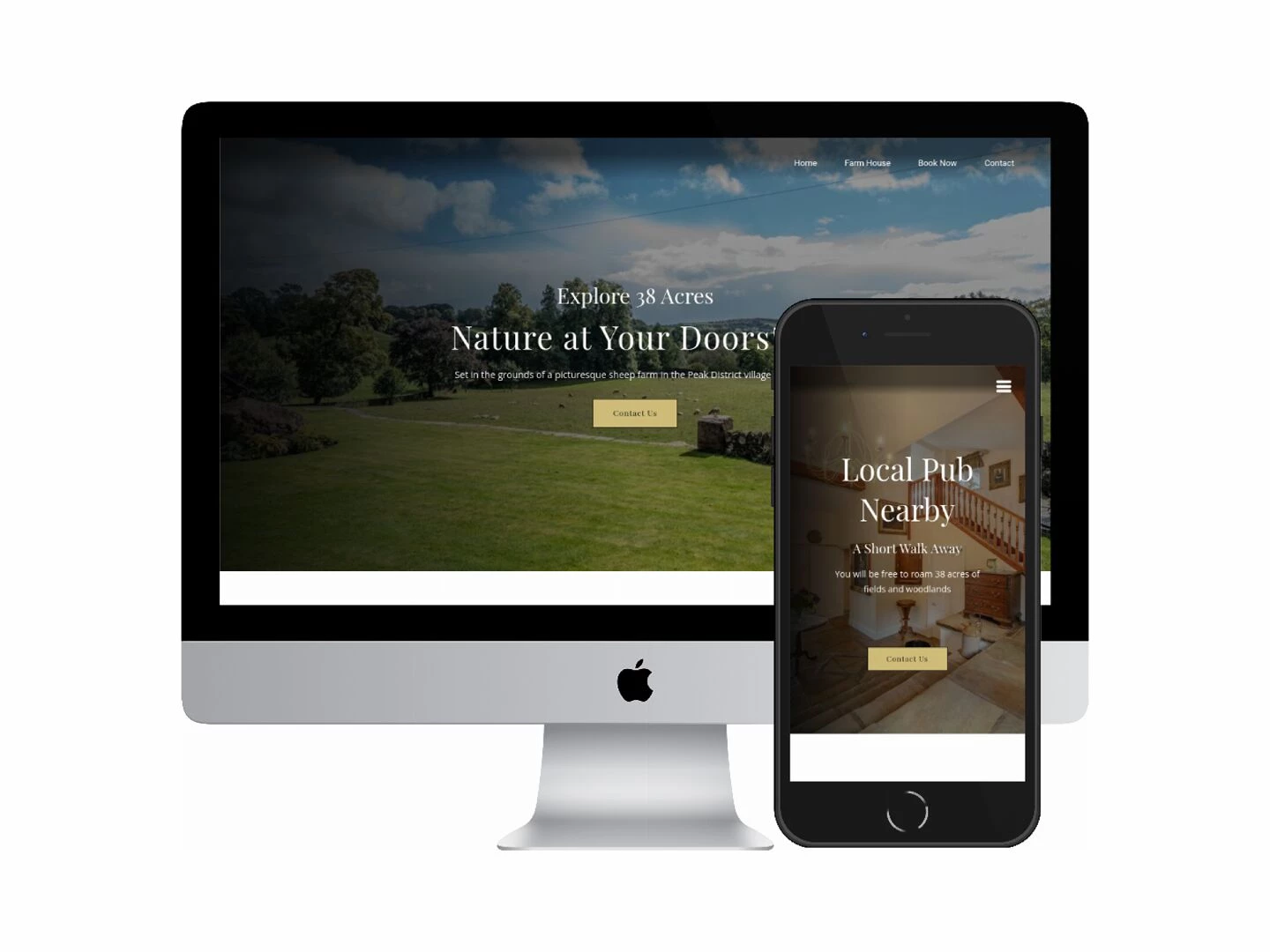 desktop and mobile screenshots of the mellor knowl farm holidays website