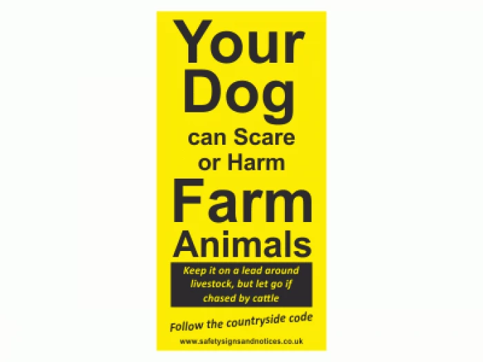 dogs harm livestock sign