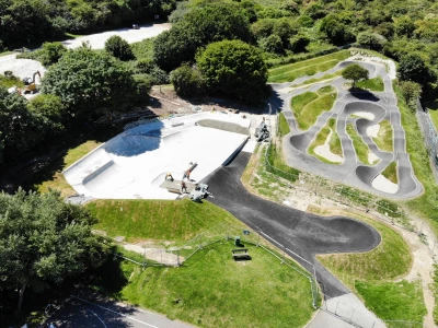 drone view of newhaven skatepark and pump track