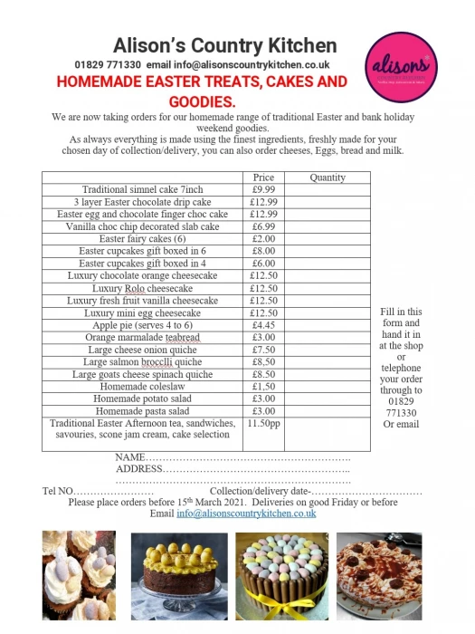 easter order form